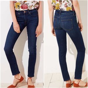 LOFT Modern Slim Fit Dark Wash blue Jeans Size 10 Mid Rise 32” inseam tall